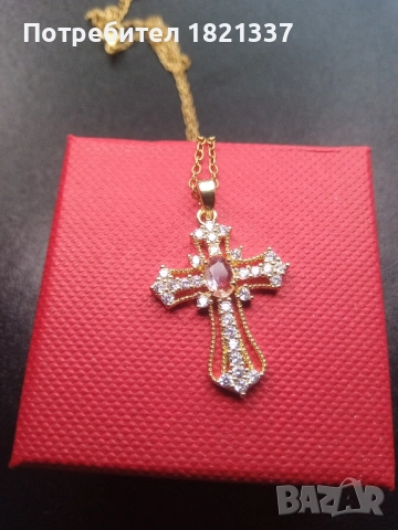 Дамско колие с кръст , снимка 5 - Колиета, медальони, синджири - 51897726