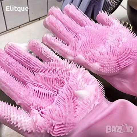 2 БРОЯ Силиконови ръкавици за домакинска употреба "Идеални и за чешане на котки. :)", снимка 2 - Други стоки за дома - 52903178