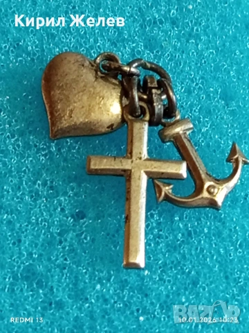 Винтидж сребърна висулка три елемента СЪРЦЕ,КОТВА и КРЪСТ много красив стилен дизайн 52598, снимка 5 - Колиета, медальони, синджири - 53051427