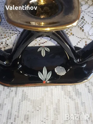 Два старинни керамични свещника- Германия , снимка 2 - Антикварни и старинни предмети - 47702660