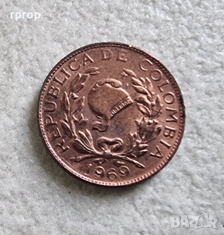 Монети.  Колубия. 1 цент и 2 песо. 1969 и 1979 г . , снимка 3 - Нумизматика и бонистика - 42482529