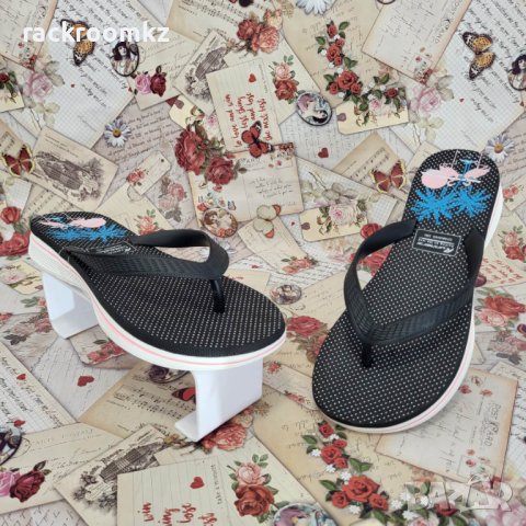 Модни дамски джапанки между пръстите на лека платформа моде: 1178 black, снимка 2 - Чехли - 41783375