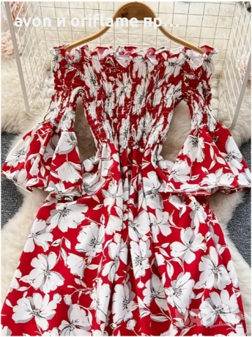 Дамска рокля с флорален принт и голи рамене, размер М, снимка 2 - Рокли - 53510992