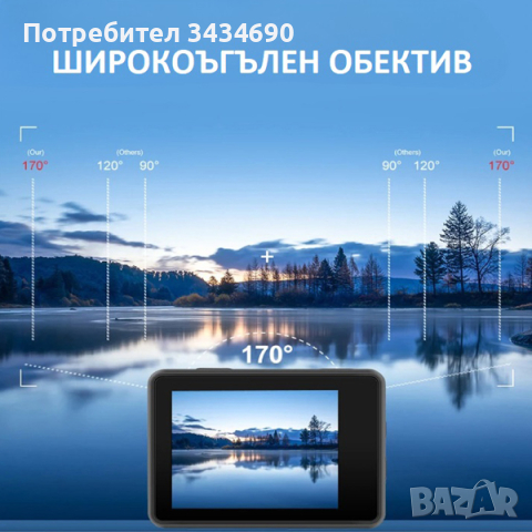 Спортна камера 4K/60fps с функция EIS стабилизация на образа и WiFi 170 градуса /SPK067/, снимка 4 - Камери - 44513468