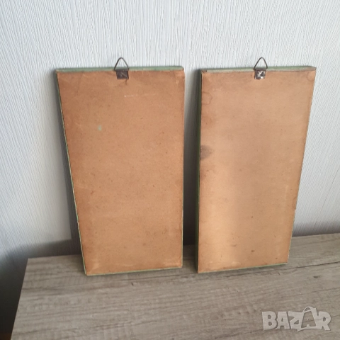 Стари малки картини „Езерен пейзаж“, рисувани върху стъкло, снимка 7 - Антикварни и старинни предмети - 52061087