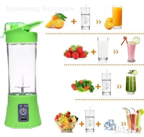 Преносима безжична блендер бутилка 380мл 2в1 с акумулаторна батерия, снимка 3 - Друга електроника - 48767653