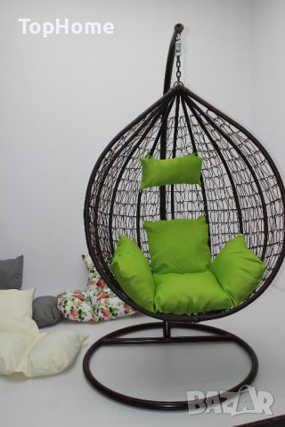 Голям Размер Градинска Люлка От Ратан - Цветове - Кафяв, Бял и Черен