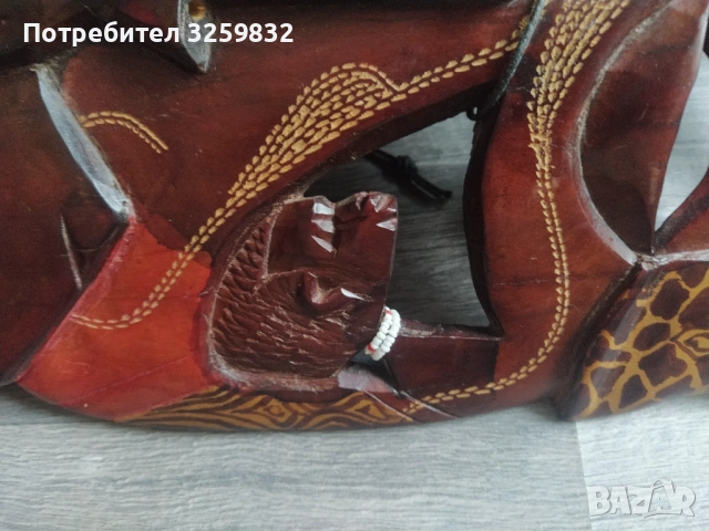 Ръчно изработена африканска племенна дървена маска - южноафрикански произход, снимка 3 - Декорация за дома - 53399952