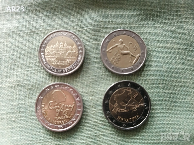 4 монети от по 2 euro Германия, Хърватия, Словения и Гърция 