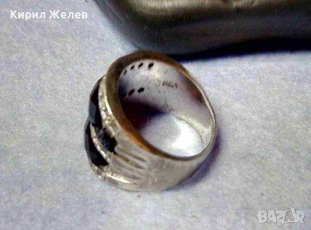 СТАР ШИКОЗЕН СТИЛЕН СРЕБЪРЕН ПРЪСТЕН СРЕБРО 925 с ФАСЕТИРАН ОБСИДИАН и ИСКРЯЩИ ЦИРКОНИ 49309, снимка 5 - Пръстени - 49294846
