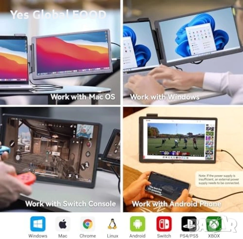 ELECROW CrowView 14" FHD монитор 1920x1080, снимка 4 - Монитори - 53620781