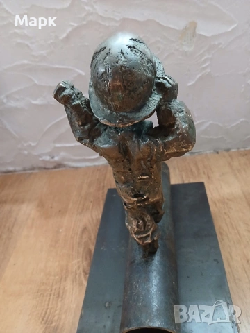 Бронзова пластика "Миньорче" Италия, снимка 4 - Антикварни и старинни предмети - 53730667