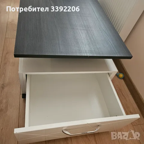 Холна маса 100x65 см с чекмедже – бял гланц / графит, снимка 3 - Маси - 55878126