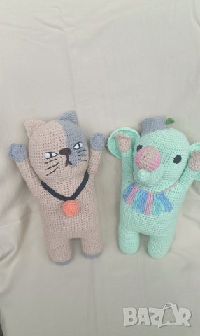 Плетени зайчета и котенца, снимка 6 - Плюшени играчки - 38314495