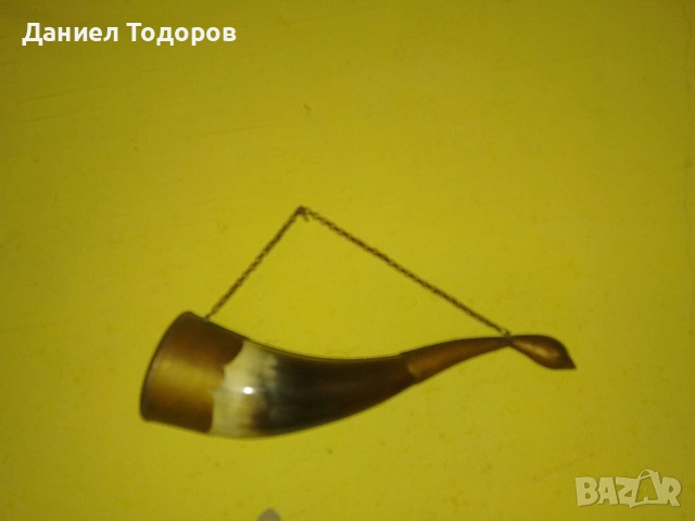 Стар Рог с Бронзов Обков, Чаша от рог, снимка 3 - Антикварни и старинни предмети - 53747499
