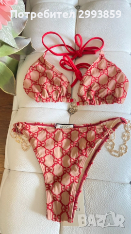 Бикини бански Гучи*Gucci technical gold chain, снимка 4 - Бански костюми - 51480534