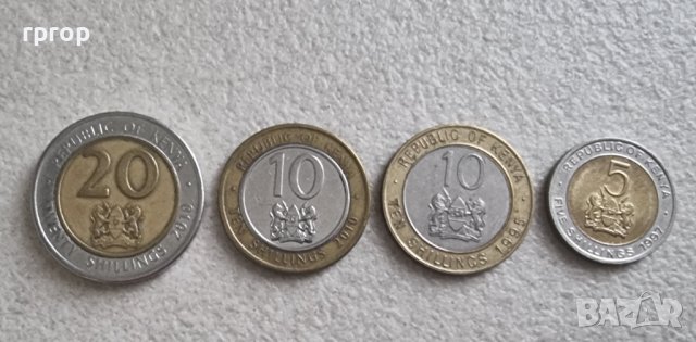 Монети. Африка. Кения. 5, 10, 10, 20 шилинга. 1995 -  2010 година. 4 бройки.