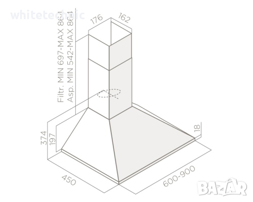 ••НОВО•• Абсорбатор ELICA MISSY PB IX/A/60 стенен монтаж  Гаранция: 60месеца, снимка 2 - Абсорбатори - 36310513