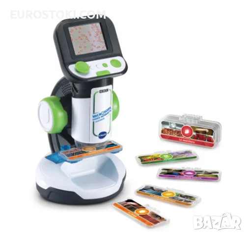 Детски микроскоп Vtech GENIUS XL, увеличение 200Х, комплект аксесоари, клипове от BBС, език: френски