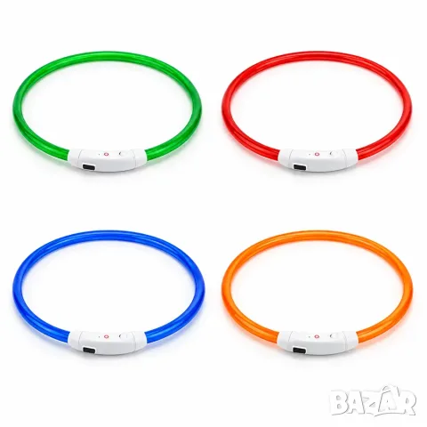Светещ LED нашийник за куче с USB зареждане (3 размера и цветове), снимка 2 - За кучета - 56207927