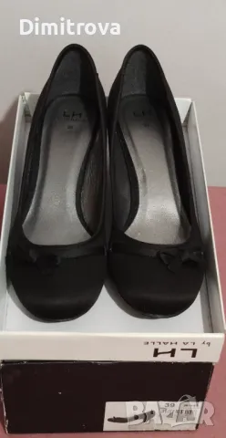 Дамски черни официални обувки от плат La Halle, 39 номер, нови, снимка 2 - Дамски обувки на ток - 47931614