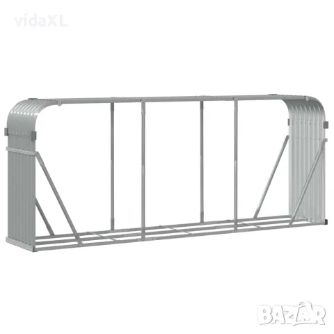 vidaXL Поставка за дърва, светлосив, 234x45x100см, поцинкована стомана, снимка 6 - Дърва за огрев - 56147377