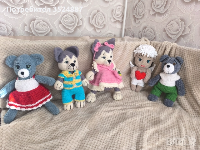 Зайче плетена плюшена играчка, амигурум, ръчна изработка, снимка 6 - Плюшени играчки - 52708244