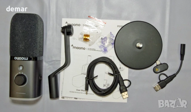 MAONO PD100W Безжичен геймърски микрофон, 2.4GHz безжичен и USB, снимка 10 - Микрофони - 53777412