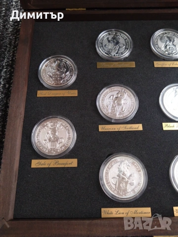 Комплект сребърни монети "Зверовете на кралицата", снимка 7 - Нумизматика и бонистика - 53522522