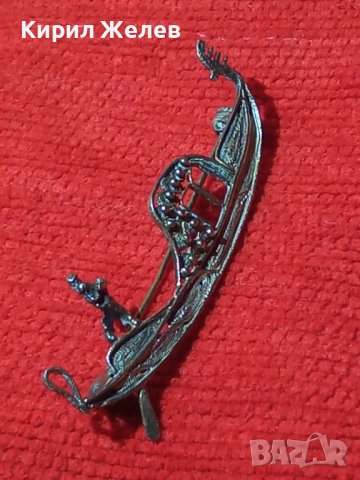 СТАРА СРЕБЪРНА ВЕНЕЦИАНСКА БРОШКА ГОНДОЛА МАСИВНО СРЕБРО МАРКИРАНА РЪЧНА АРТ ИЗРАБОТКА УНИКАТ 25144, снимка 4 - Антикварни и старинни предмети - 35745450