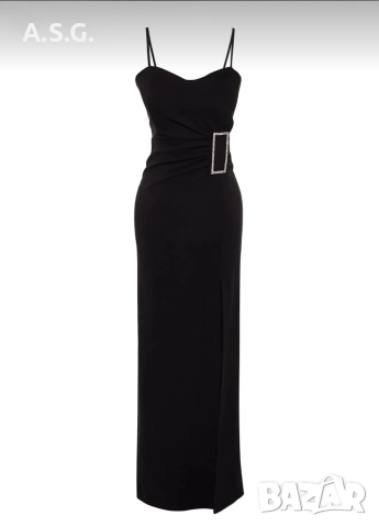 Елегантна дълга черна рокля