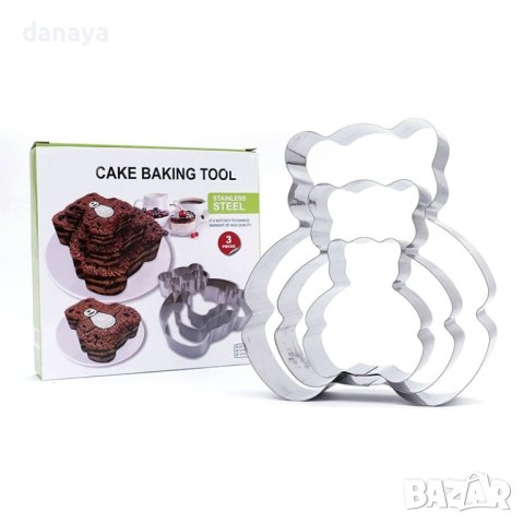 3366 Комплект форми за торта на етажи Мече, 3 броя, снимка 3 - Форми - 40408984