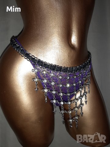 Черен колан със сребрист синджир и камъни , снимка 2 - Колани - 40992810