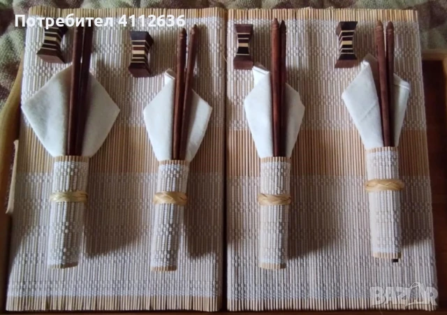 Комплект японски дървени клечки за хранене за четирима, снимка 2 - Прибори за хранене, готвене и сервиране - 50672912