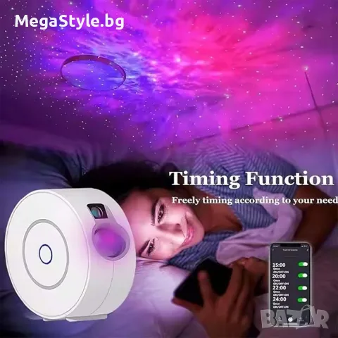 Нощна лампа, интелигентен WiFi проектор със звездно небе, снимка 6 - Настолни лампи - 56234701