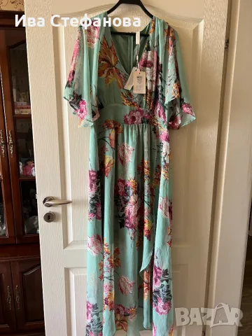 Нова етикета дълга елегантна разкошна ефирна рокля флорален принт цветя 