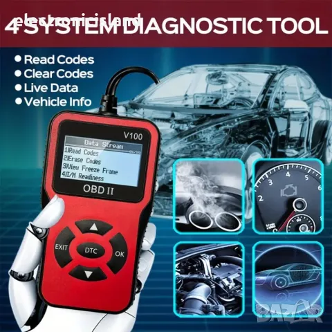 НОВО 2024г. Автомобил кола диагностика скенер OBD2 V100 Четец и триене на кодове за грешки, снимка 5 - Аксесоари и консумативи - 47454526