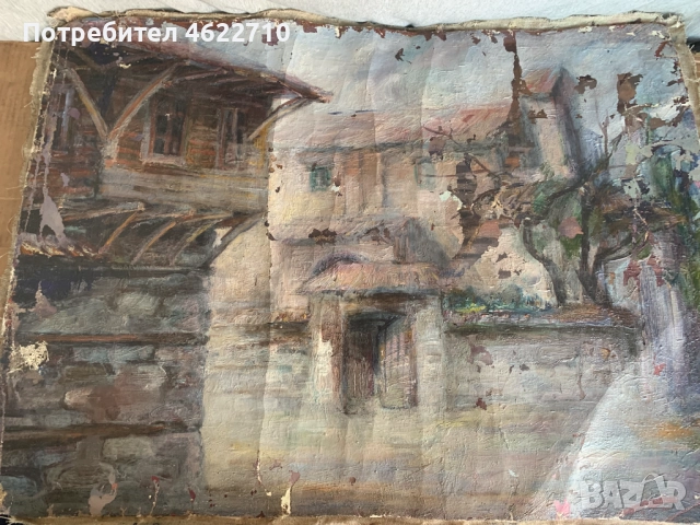 картина Пейзаж от село къщи, снимка 3 - Картини - 52150654