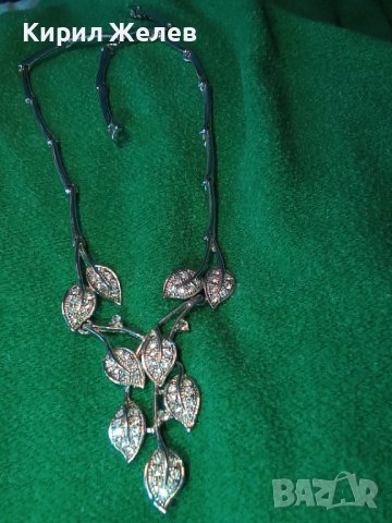 ПРЕКРАСНА КРИСТАЛНА ФЛОРАЛНА АР НУВО СТИЛ ОГЪРЛИЦА КОЛИЕ с БЯЛА ПОЗЛАТА 71861, снимка 4 - Колиета, медальони, синджири - 37851543