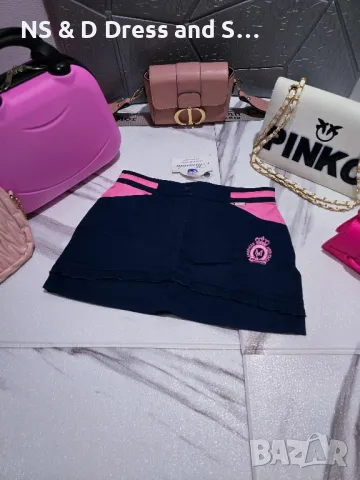 Дамска къса пола в тъмно синьо и розово, снимка 3 - Поли - 38160687