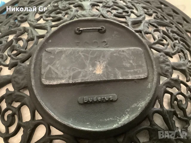 Ажурна стенна чиния произведено в Германия 1970 години чугун диаметър 21 см отличен състояние, снимка 5 - Декорация за дома - 55786845
