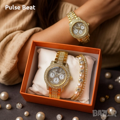 Дамски часовник с гривни – готово решение за ефектен подарък, снимка 5 - Дамски - 52056822