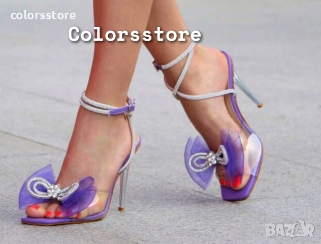 Сандали на ток - лилави - BY25, снимка 1 - Сандали - 35880716