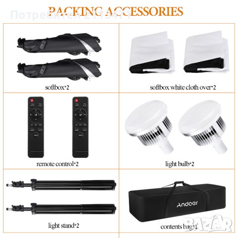 LED Софтбокс с Дистанционно управление / Студийни Фотографски Светлини , снимка 4 - Светкавици, студийно осветление - 40913478