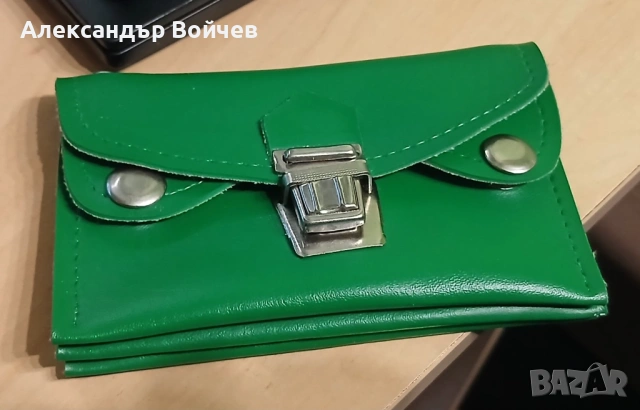 Портмоне детско естествена кожа, зелено