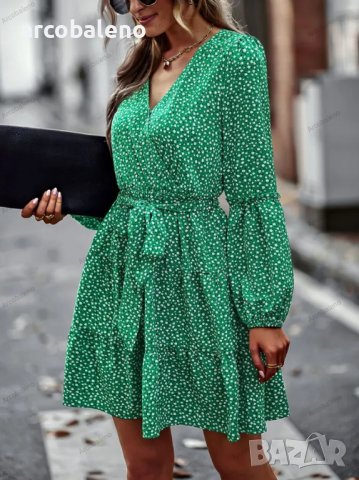 Дамска рокля с V-образно деколте, 4цвята, снимка 4 - Рокли - 39660493