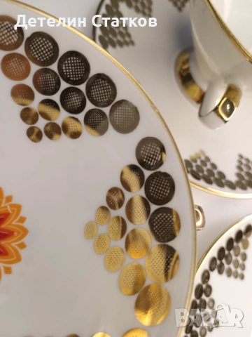 Винтидж немски порцеланов сервиз 3 двойни сета за кафе или чай, снимка 7 - Чаши - 52976654