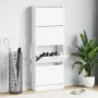 vidaXL Шкаф за обувки, бял, 59x17x150 см, инженерно дърво, снимка 2