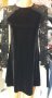 Черна кукленска рокля кадифе с дантелени ръкави, снимка 1