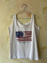 Бял мъжки потник с американското знаме 100% памук 🇺🇸 , снимка 1 - Тениски - 44767593